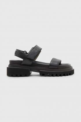 AllSaints sandale de piele RORY femei, culoarea negru, cu platforma, Rory
