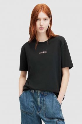 AllSaints tricou din bumbac CREDI BOYFRIEND femei, culoarea negru