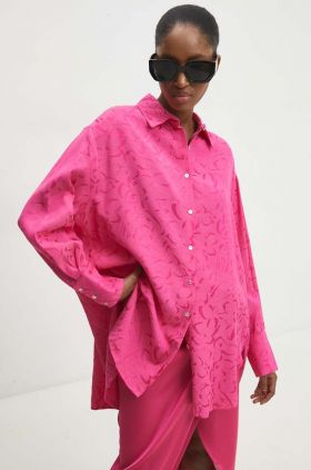 Answear Lab camasa femei, culoarea roz, cu guler clasic, relaxed