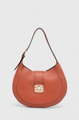 Furla poseta de piele culoarea portocaliu