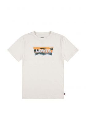 Levi's tricou de bumbac pentru copii culoarea bej, cu imprimeu