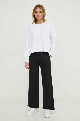 Sisley pantaloni de trening din bumbac culoarea negru, neted