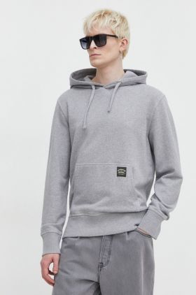 Superdry hanorac de bumbac barbati, culoarea gri, cu glugă, melanj