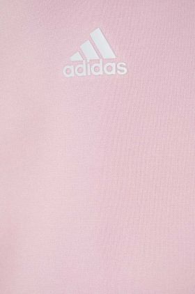 adidas bluza copii culoarea roz, cu glugă, neted