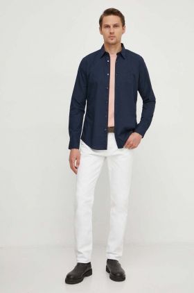 BOSS cămașă bărbați, culoarea bleumarin, cu guler italian, slim 50514442