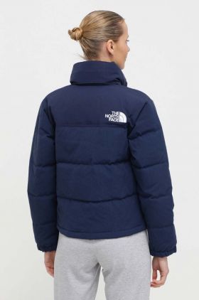 The North Face geaca de puf 92 RIPSTOP NUPTSE femei, culoarea albastru marin, de iarna