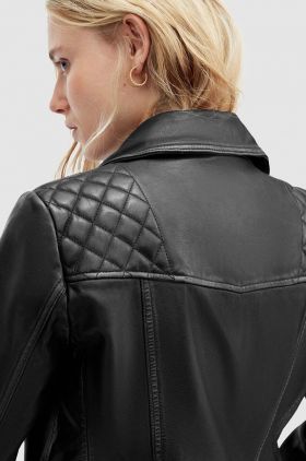 AllSaints geaca de piele CARGO femei, culoarea negru, de tranzitie