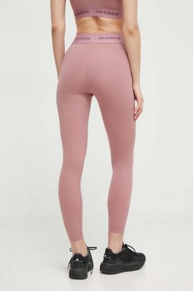 New Balance leggins de antrenament Sleek culoarea roz, cu imprimeu