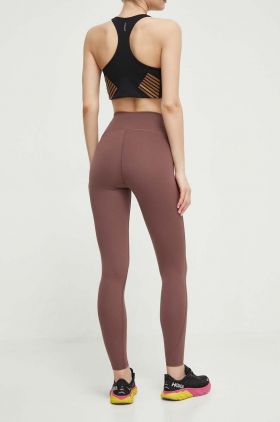 New Balance leggins de antrenament Sleek culoarea maro, neted