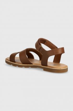 Sorel sandale de piele ELLA III ANKLE STRAP femei, culoarea maro, 2076821242