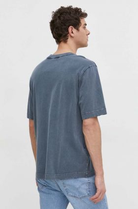 Abercrombie & Fitch tricou din bumbac barbati, culoarea albastru marin, neted