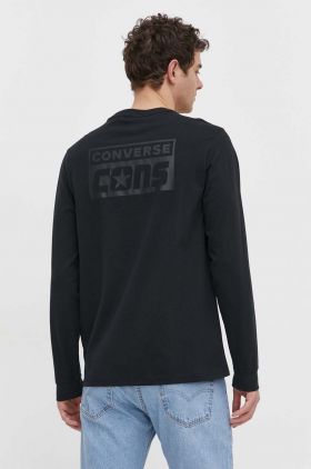 Converse longsleeve din bumbac culoarea negru, cu imprimeu