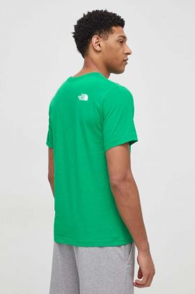 The North Face tricou din bumbac barbati, culoarea verde, cu imprimeu