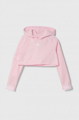 adidas bluza copii culoarea roz, cu glugă, neted