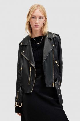 AllSaints geaca de piele BALFERN femei, culoarea negru, de tranzitie