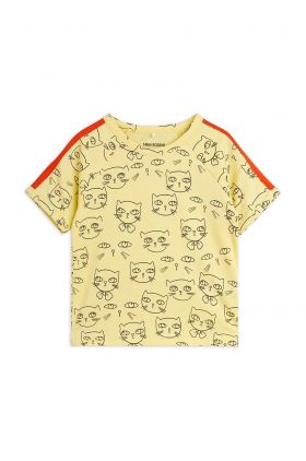 Mini Rodini tricou copii Cathlethes culoarea galben, cu imprimeu