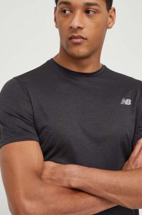 New Balance tricou de antrenament Athletics culoarea negru, neted