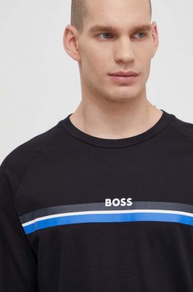 BOSS longsleeve din bumbac culoarea negru, cu imprimeu 50515159