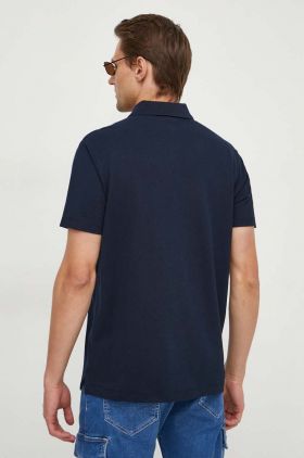Paul&Shark polo de bumbac culoarea albastru marin, neted