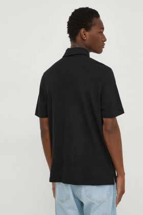 PS Paul Smith tricou polo din in culoarea negru, cu imprimeu