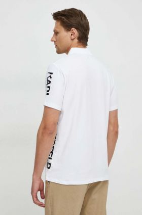 Karl Lagerfeld tricou polo barbati, culoarea alb, cu imprimeu