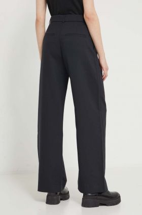 Abercrombie & Fitch pantaloni femei, culoarea negru, drept, high waist