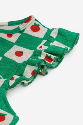 Bobo Choses rochie din bumbac pentru copii culoarea verde, mini, evazati