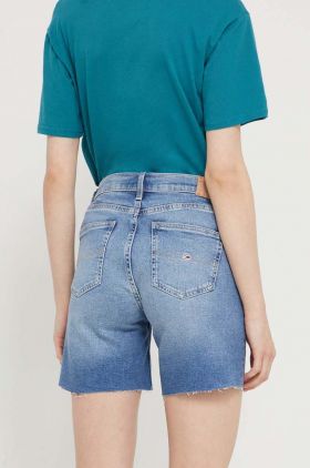 Tommy Jeans pantaloni scurți femei, uni, high waist DW0DW18328