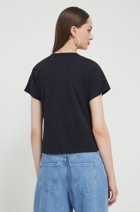 Abercrombie & Fitch tricou din bumbac femei, culoarea negru