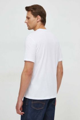 Armani Exchange tricou din bumbac barbati, culoarea alb, cu imprimeu