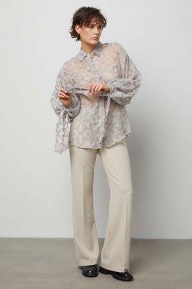 Answear Lab camasa femei, culoarea alb, cu guler clasic, relaxed
