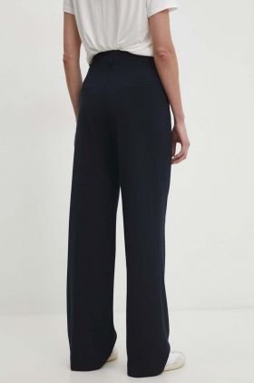 Answear Lab pantaloni femei, culoarea albastru marin, lat, high waist