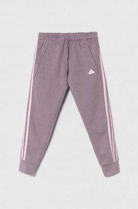 adidas pantaloni de trening pentru copii culoarea violet, neted