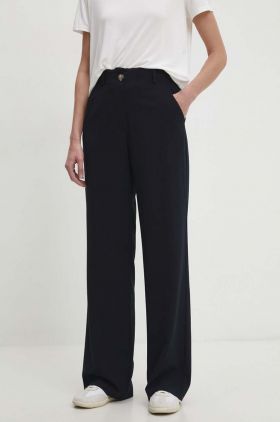 Answear Lab pantaloni femei, culoarea albastru marin, lat, high waist