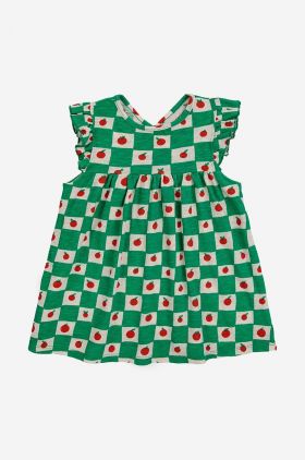 Bobo Choses rochie din bumbac pentru copii culoarea verde, mini, evazati