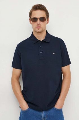 Paul&Shark polo de bumbac culoarea albastru marin, neted
