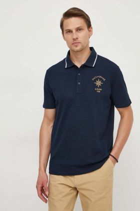 Paul&Shark polo de bumbac culoarea albastru marin, neted