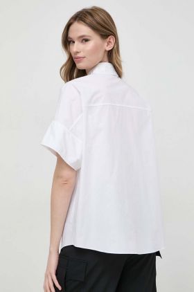 Karl Lagerfeld camasa din bumbac femei, culoarea alb, cu guler clasic, regular