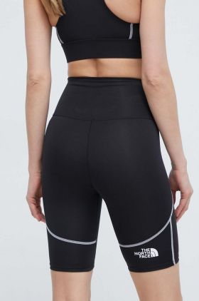 The North Face pantaloni scurti sport Hakuun femei, culoarea negru, cu imprimeu, high waist