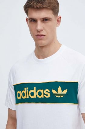 adidas Originals tricou din bumbac bărbați, culoarea alb, cu imprimeu IU0198