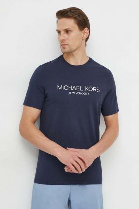 Michael Kors tricou din bumbac barbati, culoarea albastru marin, cu imprimeu