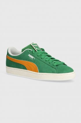 Puma sneakers din piele intoarsă Suede Patch culoarea verde 395388