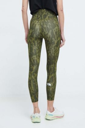 The North Face leggins sport Flex femei, culoarea verde, modelator