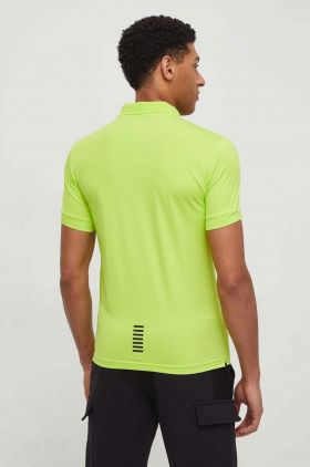 EA7 Emporio Armani tricou polo barbati, culoarea verde, cu imprimeu