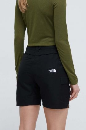 The North Face pantaloni scurți outdoor Horizon culoarea negru, neted, high waist