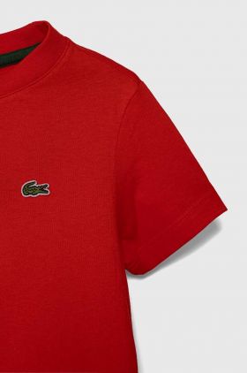 Lacoste tricou de bumbac pentru copii culoarea rosu, neted