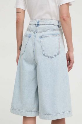 Liviana Conti pantaloni scurți jeans femei, uni, high waist F4SY46