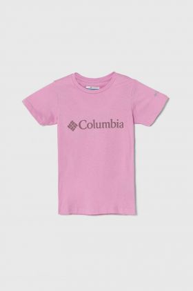 Columbia tricou de bumbac pentru copii Mission Lake Short culoarea roz