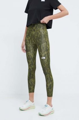 The North Face leggins sport Flex femei, culoarea verde, modelator