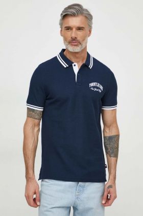 Tommy Jeans polo de bumbac culoarea bleumarin, cu imprimeu DM0DM18922